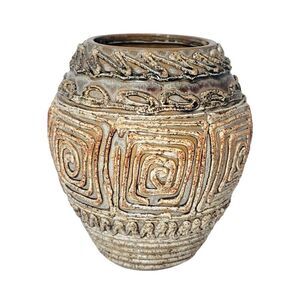 RARE Vintage Studio Art Coil Pottery Exposed Coil Rope Wrap Vase Brutalist